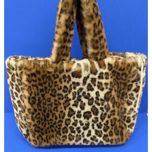 CABI Chase Tote Bag Leopard Print Oversized Faux Fur Shoulder Bag - VGUC!!